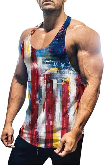 Discover Men's 3D Tank Tops American Flag Muscle Summer