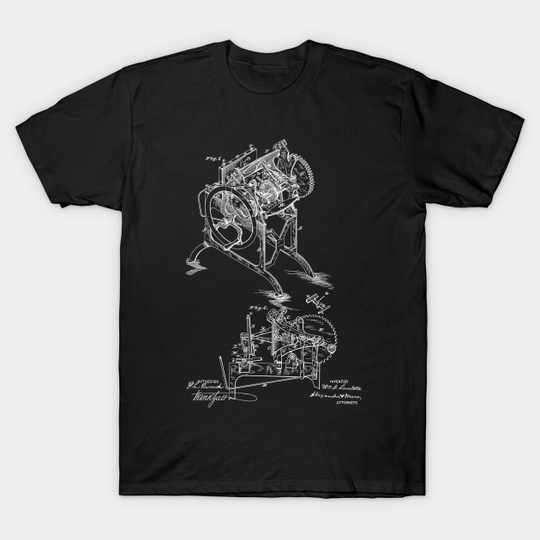 Discover Printing Press Vintage Patent Hand Drawing - Machine - T-Shirt