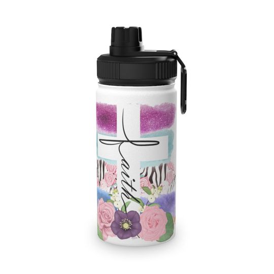 Discover Faith Cross Religious Stainless Steel Water Bottle, Sports Lid