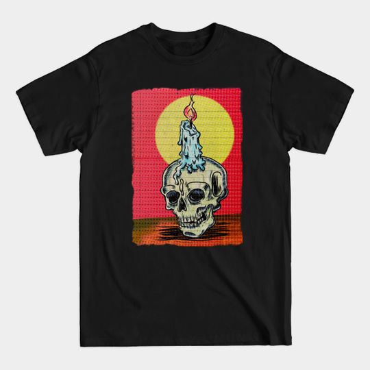 Discover Candle on the Skull on the Table - Halloween - T-Shirt