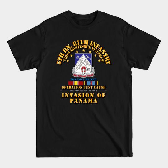 Discover Just Cause - 5th Bn 87th Infantry w Svc Ribbons - Panama - T-Shirt