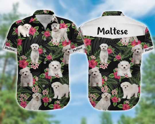 Discover Maltese Hawaii Shirt, Summer Shirts, Short Sleeve Hawaiian Shirt, Dog Owner Gift