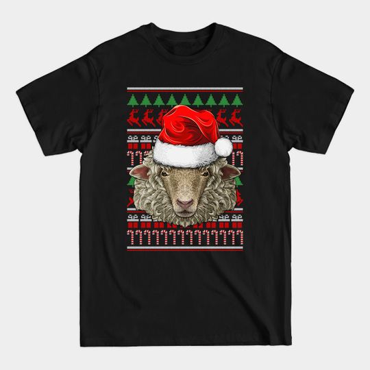 Discover Christmas Sheep Santa Hat Cute Farmer Animal Ugly Xmas - Christmas Sheep - T-Shirt