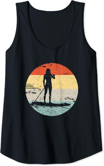 Discover Womens Stand Up Paddle Board Sporty Silhouette SUP Tank Top