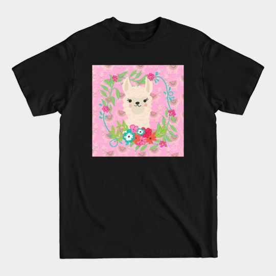 Discover Llama Floral Wreath - Llama Art - T-Shirt