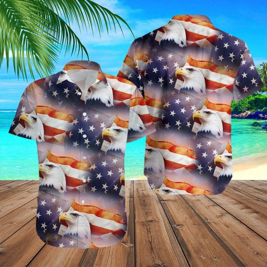 Discover Eagle 4th Of July Hawaiian Shirt