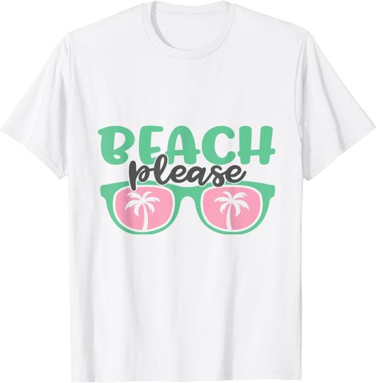 Discover Beach Please Summer Vacation Sunglasses T-Shirt