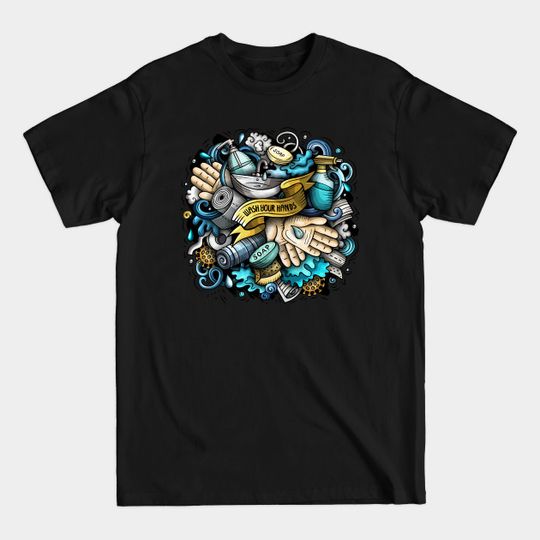 Discover Wash Your Hands With Soap Hygeine Collage - Wash Your Hands - T-Shirt