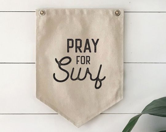 Discover Pennant Flag Beach Wall Decor, Pray for Surf Wall Art Banner, Coastal Home Decor for Summer