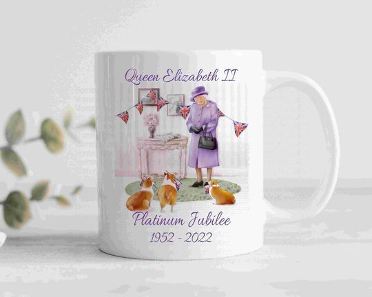 Discover Queen Elizabeth II MUG Platinum Jubilee Celebration 70 Years Monarch 1952 2022