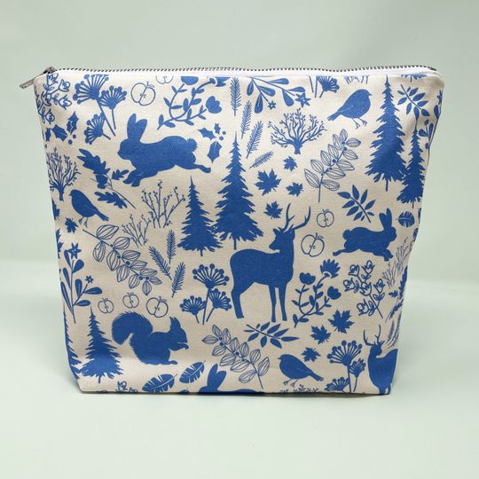 Discover Animals Wash Bag, Wildlife Makeup Bag, Large Wash Bag, Woodland Cotton Cosmetic Bag