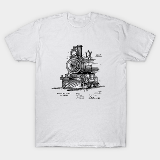 Discover Vintage Steam Engine Locomotive Patent 1898 - Steam Train Engine - T-Shirt