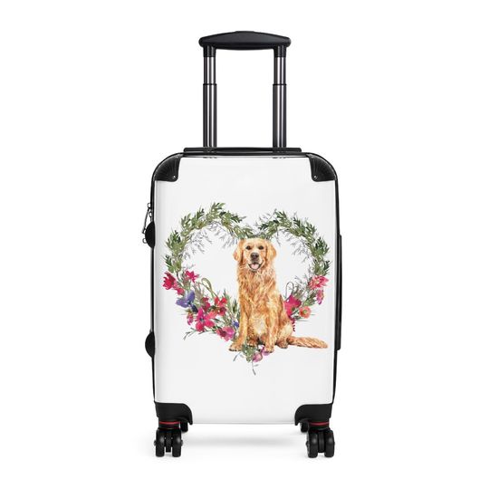 Discover Golden Retriever Heart Wreath Cabin Suitcase
