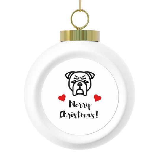 Discover Dog Face Merry Christmas Ball Ornament