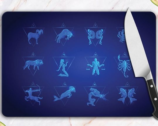 Discover Horoscope Symbols Glass Cutting Board, Mother's Day Gift