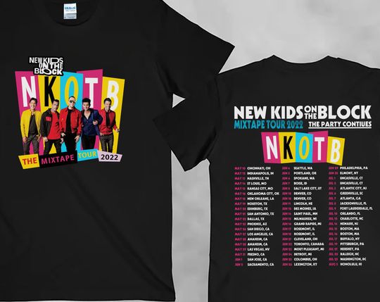 Discover New Kids Tour 1989 T-shirt, Music Concert, NKOTB Double Sided Shirt