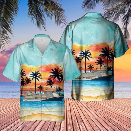 Discover US Cruise Tropical Palm Tree Sunset Hawaiian Shirt