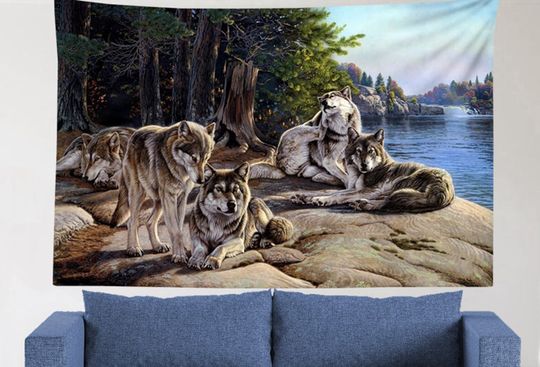 Discover Wolves Wall Hanging Decor Tapestry
