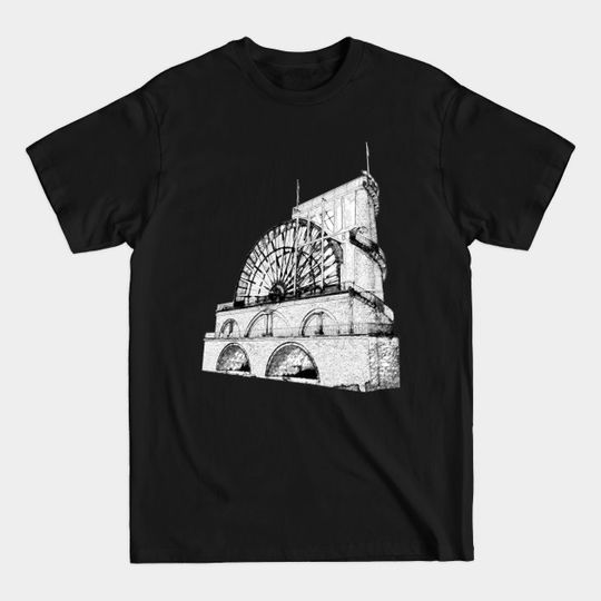 Discover Laxey Water Wheel Isle of Man Line Drawing - Laxey Wheel - T-Shirt