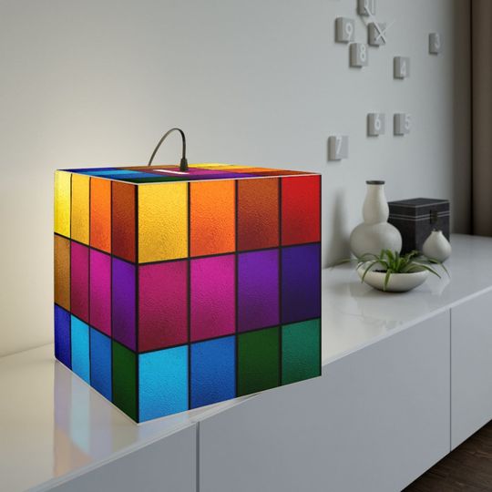 Discover Rainbow  Cube Lamp Colorful Multi Color Lantern Abstract Graphic