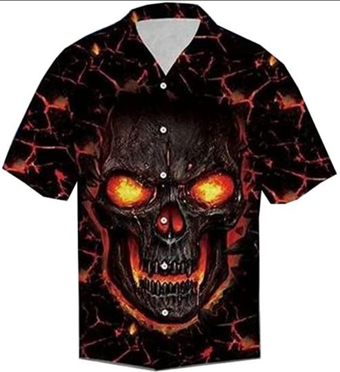 Discover Larva Black Skull Hawaiian Shirts