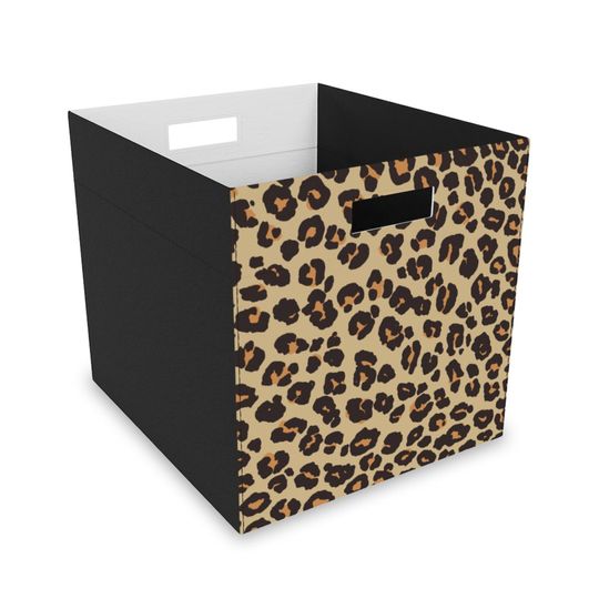 Discover Felt Storage Box, Leopard Print