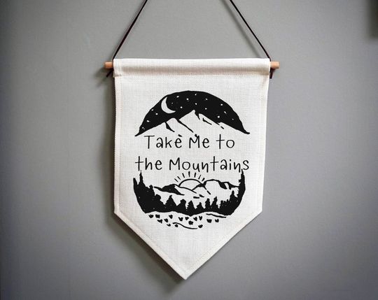 Discover Take Me To The Mountains Linen Pennant Flag