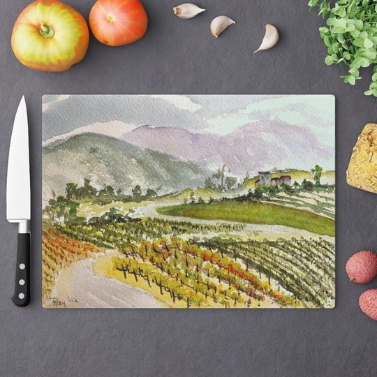 Discover Original Watercolor Vineyard Landscape Painting