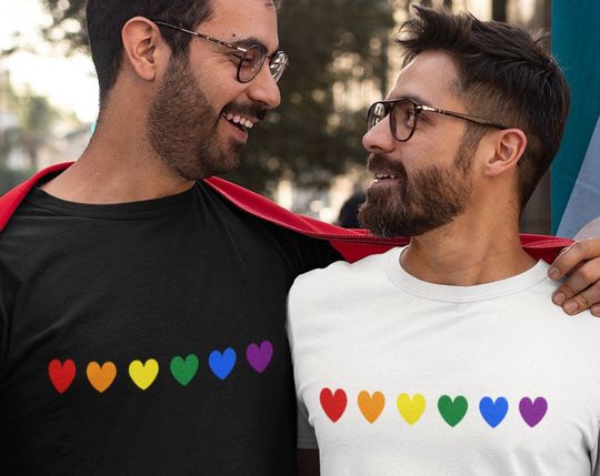 Discover Gay Pride Shirt, LGBTQ, Heart Rainbow Flag Unisex T-shirt