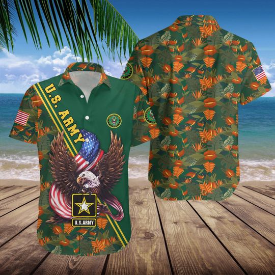 Discover Military Style Coconut Tree Hawaiian Shirt
