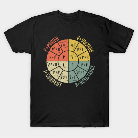 Discover The Formula Wheel of Electrical Engineering - Ohms Law - T-Shirt