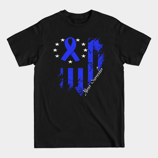 Discover Huntington's Disease Awareness Heart Ribbon American Flag Never Surrender 4th Of July - Happy Independence Day - Huntingtons Disease Awareness - T-Shirt