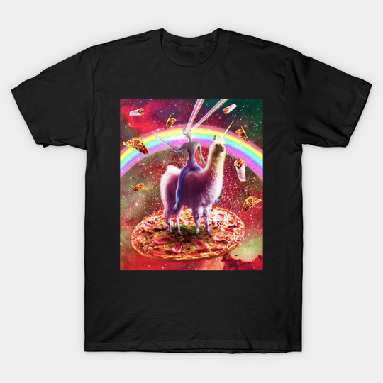 Discover Laser Eyes Outer Space Alien Riding Llama Unicorn - Epic - T-Shirt