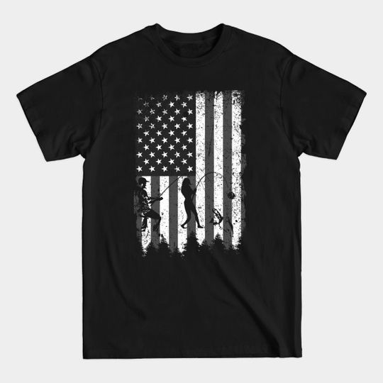 Discover Fishing Vintage American USA Flag Patriotic - Usa Fishing - T-Shirt