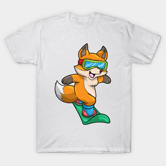 Discover Fox at Snowboarding with Snowboard & Glasses - Snowboard - T-Shirt