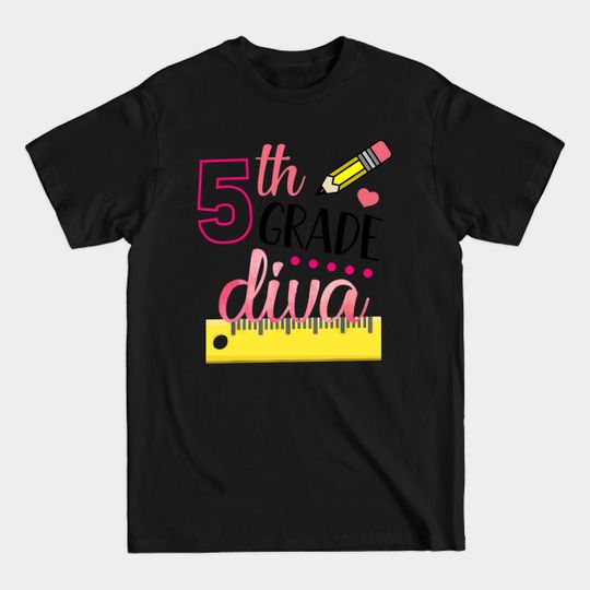 Discover 5th Grade Diva Back To School Tshirt Kids Girls Teacher - 5th Grade - T-Shirt