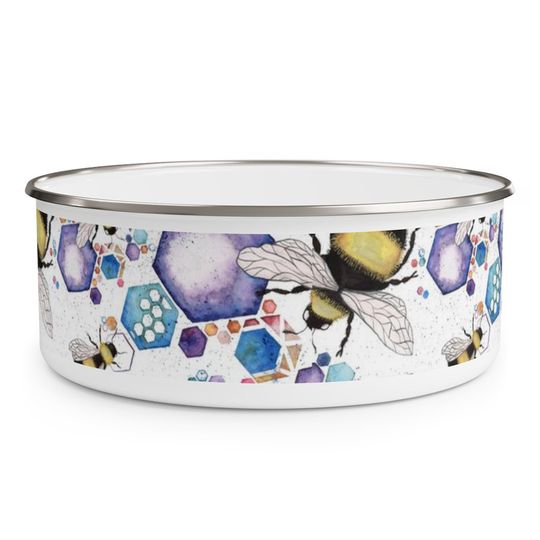 Discover Resilient Bees Enamel Bowl - original artwork
