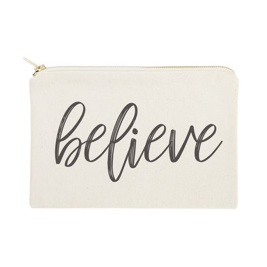 Discover Believe Cotton Canvas Cosmetic Bag, Toiletry Bag