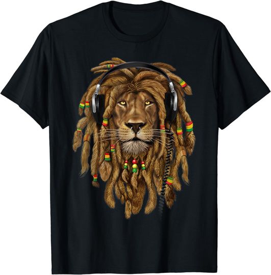 Discover Rasta Reggae Lion Music Art for Rastafari Lover T-Shirt