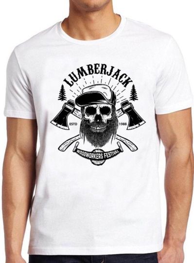 Discover Lumberjack T Shirt Skull Wood Cutter Woodworker Festival Funny Cool Gift Tee