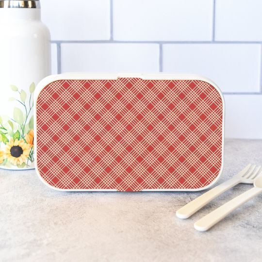Discover Red Plaid Bento Lunch Box