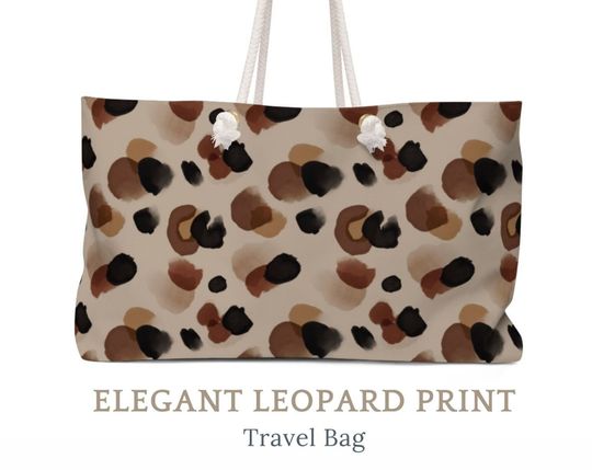 Discover Leopard beach bag, Elegant Leopard Print Tote Bag, Leopard Weekender Bag, Leopard Beach Bag, Elegant Animal Print Travel Bag, Weekend bag
