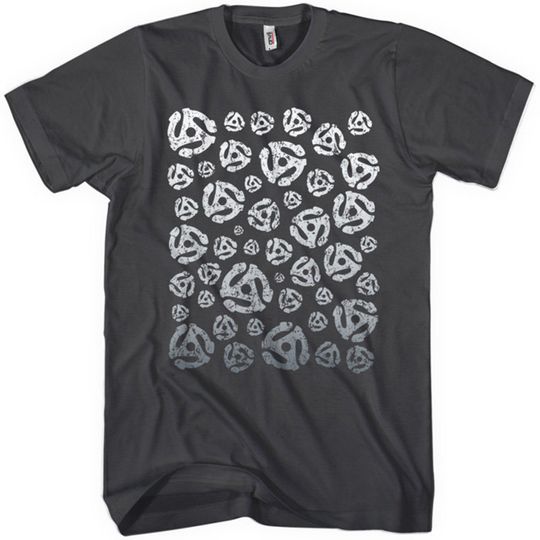 Discover 45s 45 Adapter T-shirt - Grayscale Gradient - Vinyl DJ Tee