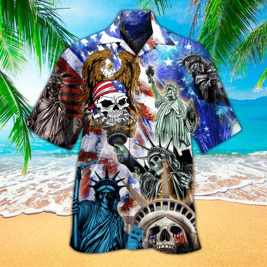 Discover Eagle American Skull Vintage Hawaii Beach Shirt