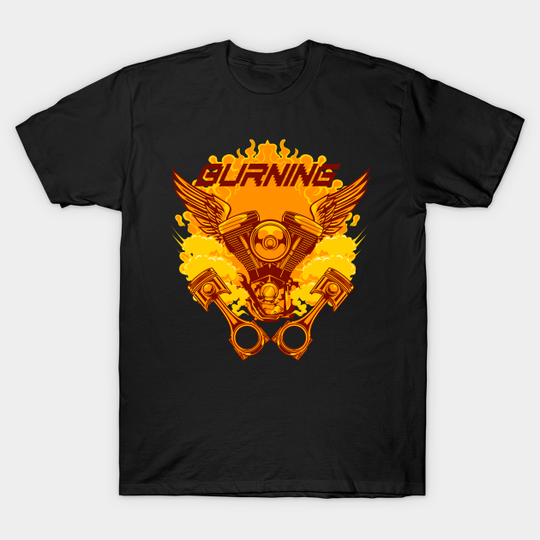 Discover Machine Motor Bike - Burning - Machine - T-Shirt