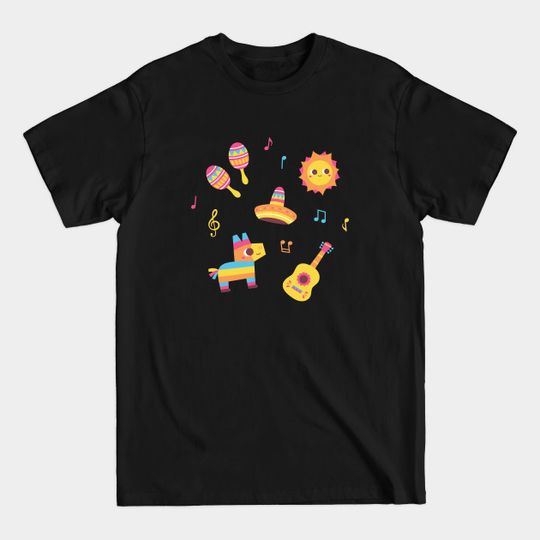 Discover Cute Fiesta Maracas, Sun, Sombrero, Pinata, Guitar Set - Fiesta - T-Shirt