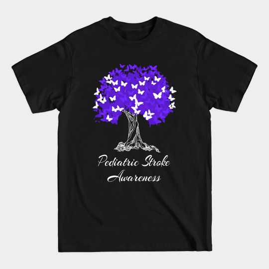 Discover Pediatric Stroke Awareness Purple Ribbon Tree With Butterflies - Pediatric Stroke - T-Shirt