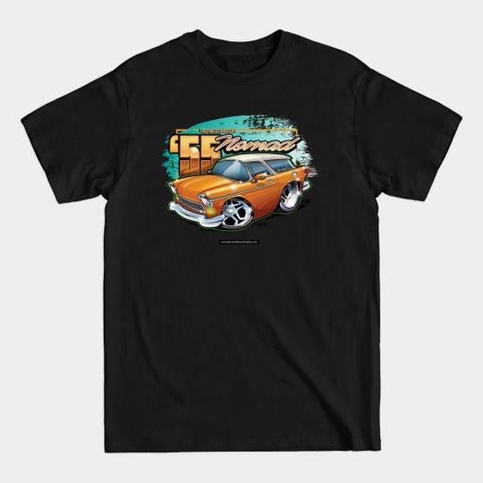 Discover Bud & Nena's FRONT '55 NOMAD - Bernies Motor Graphix - T-Shirt