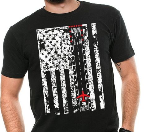 Discover Aviation Runway Flag Pilot Plane Flying T-Shirt Gift for Pilots