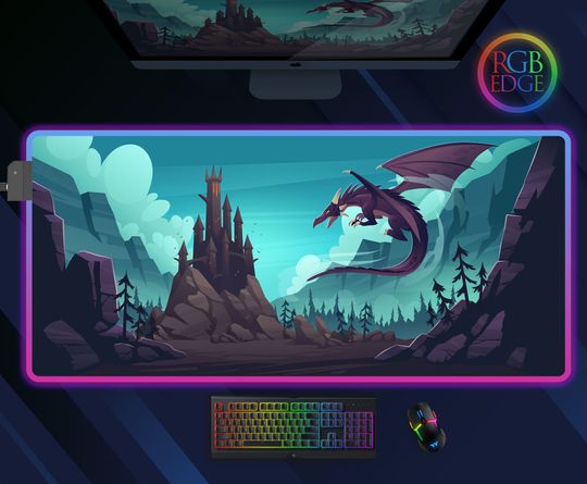 Discover RGB Gaming Dragon Desk Mat - Neon LED Light Mousepad